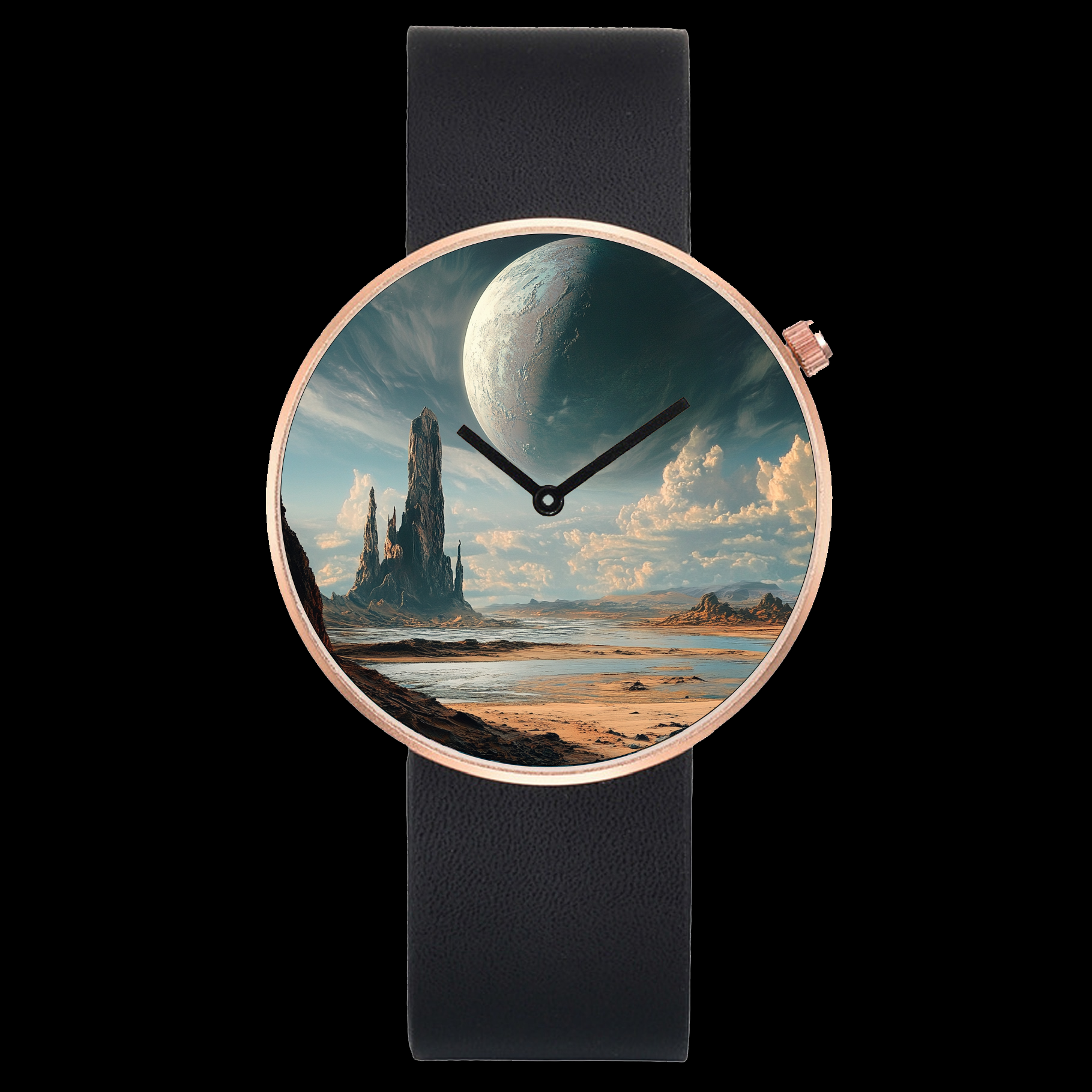 a watch with a picture of a castle on it