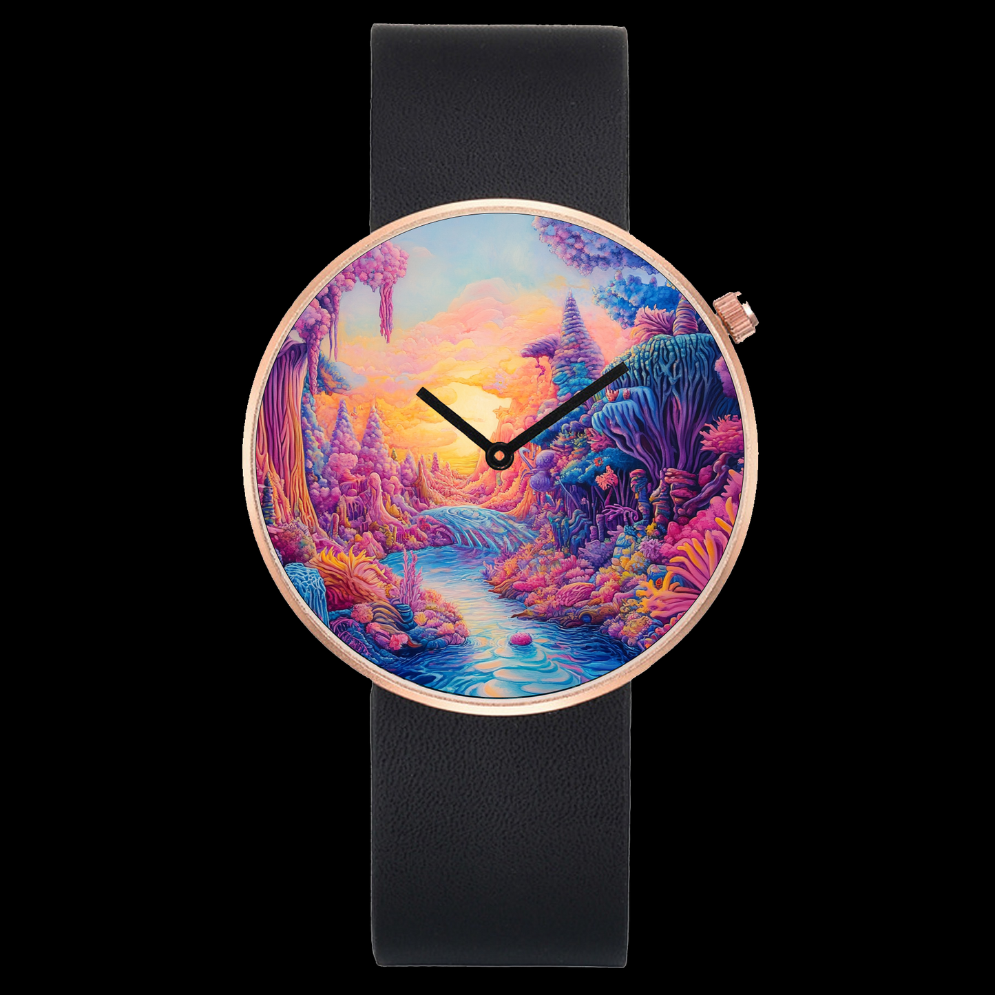 a watch with a painting on the face of it