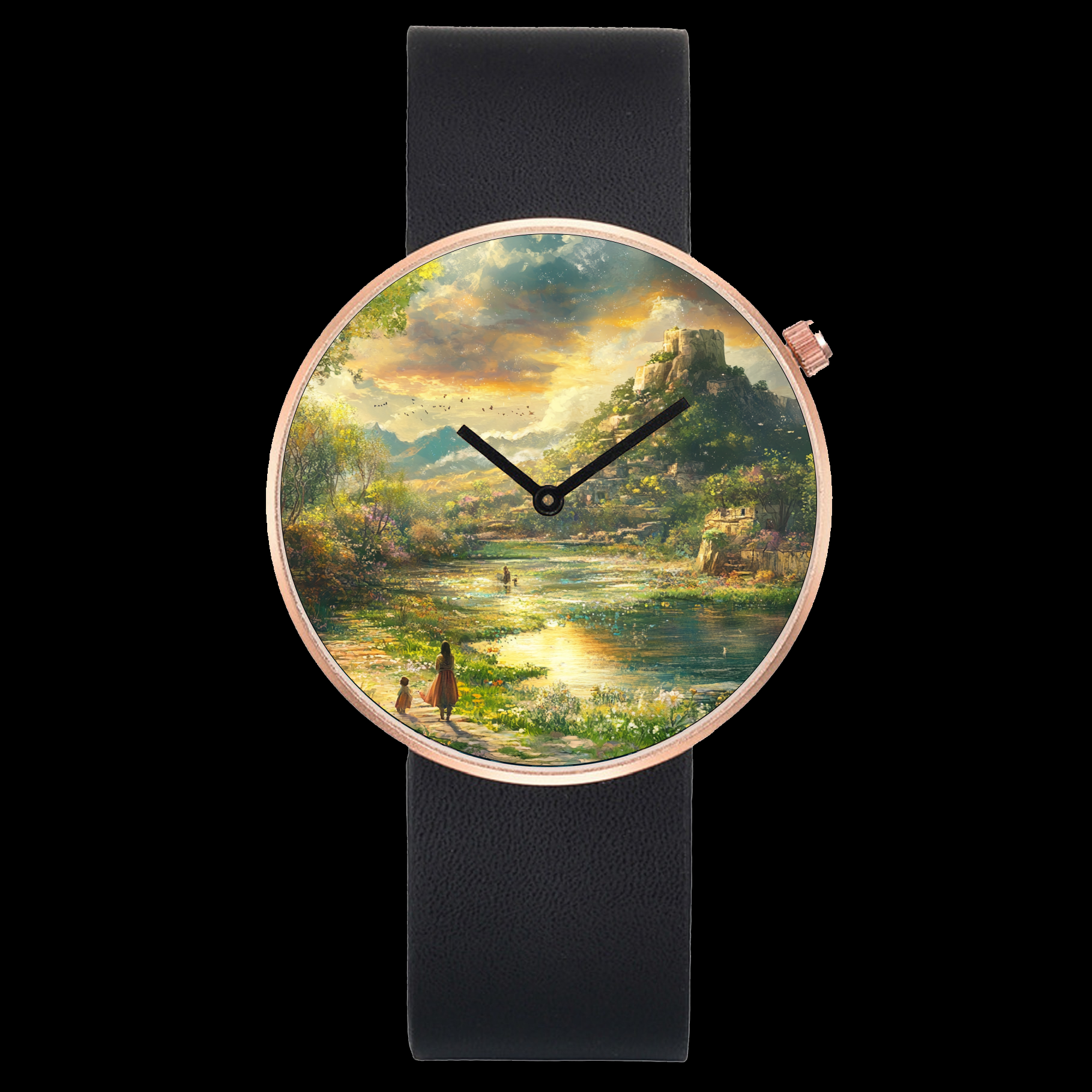 a watch with a painting on the face of it